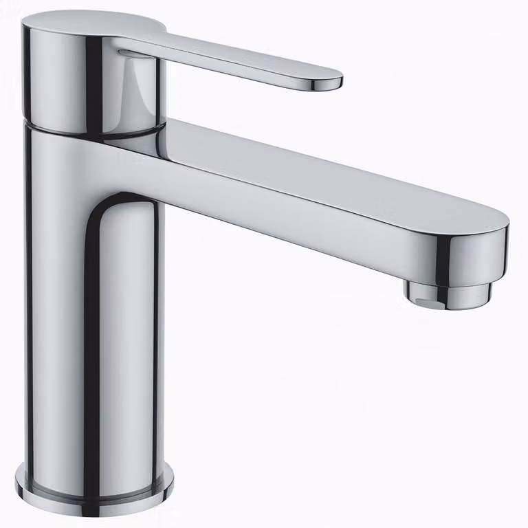 Miscelatore monocomando per lavabo, cromo, ottone, design moderno