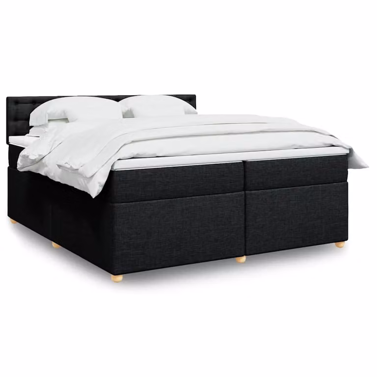 vidaXL Giroletto a Molle con Materasso Ibrido Nero e Bianco in Tessuto, L/P: 200 x 200 cm