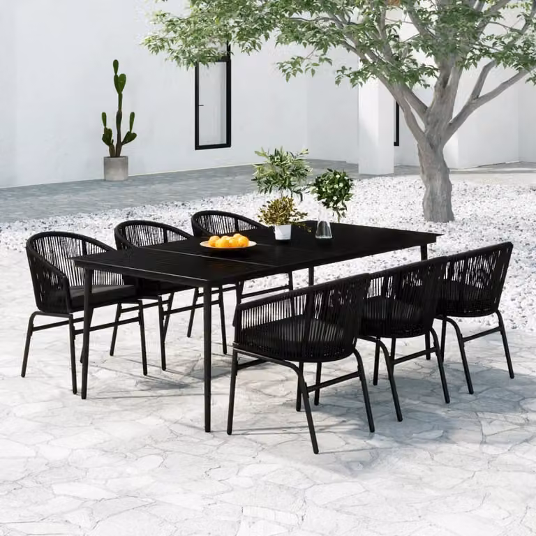 Maison Exclusive - Set da pranzo da giardino 7 pezzi nero
