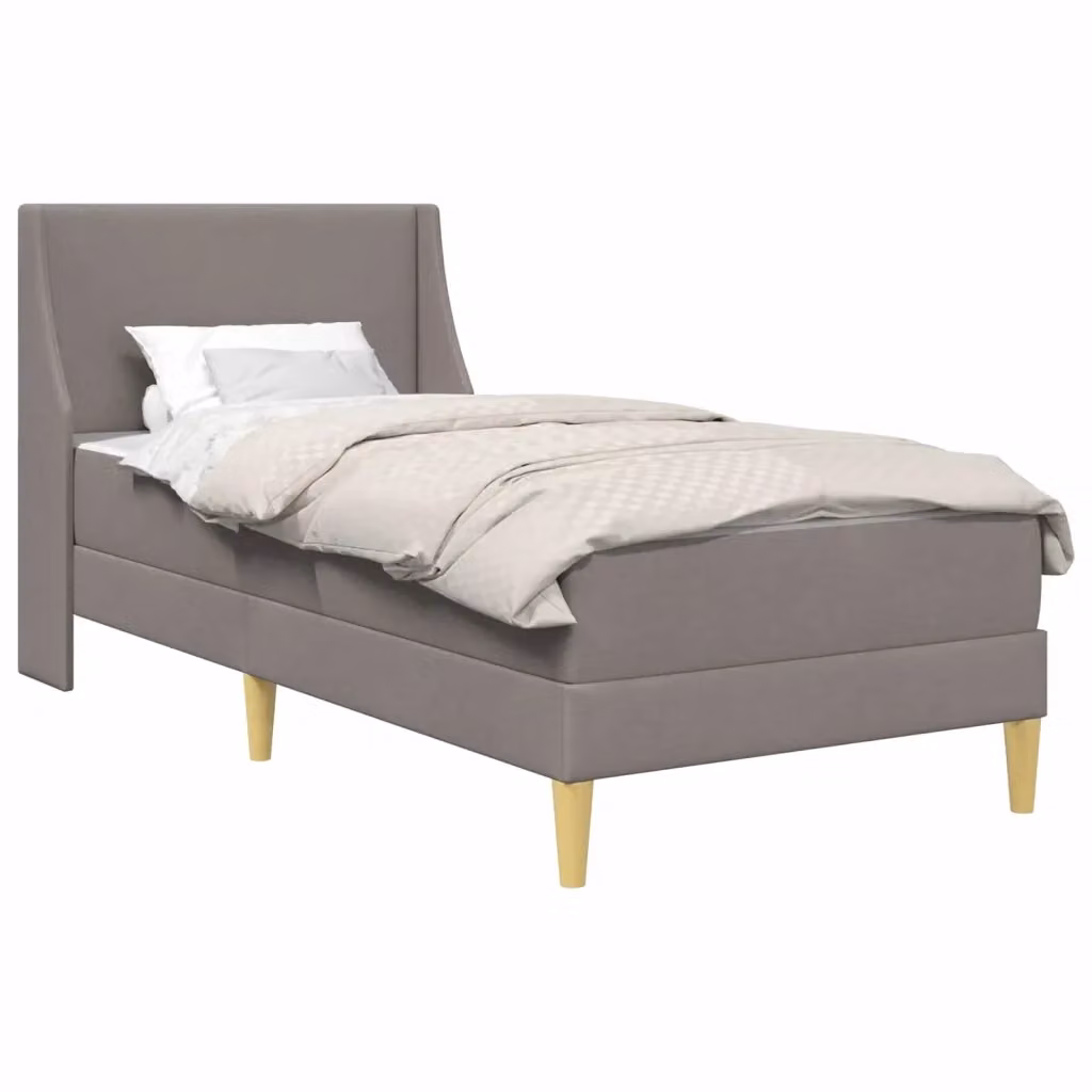 Letto moderno vidaXL con struttura imbottita in tessuto grigio e 2 materassi in schiuma – 2