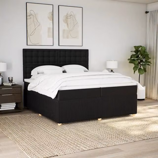 Letto Ibrido vidaXL con Materasso Nero e Struttura in Legno e Tessuto L/P: 200 x 200 cm – 1
