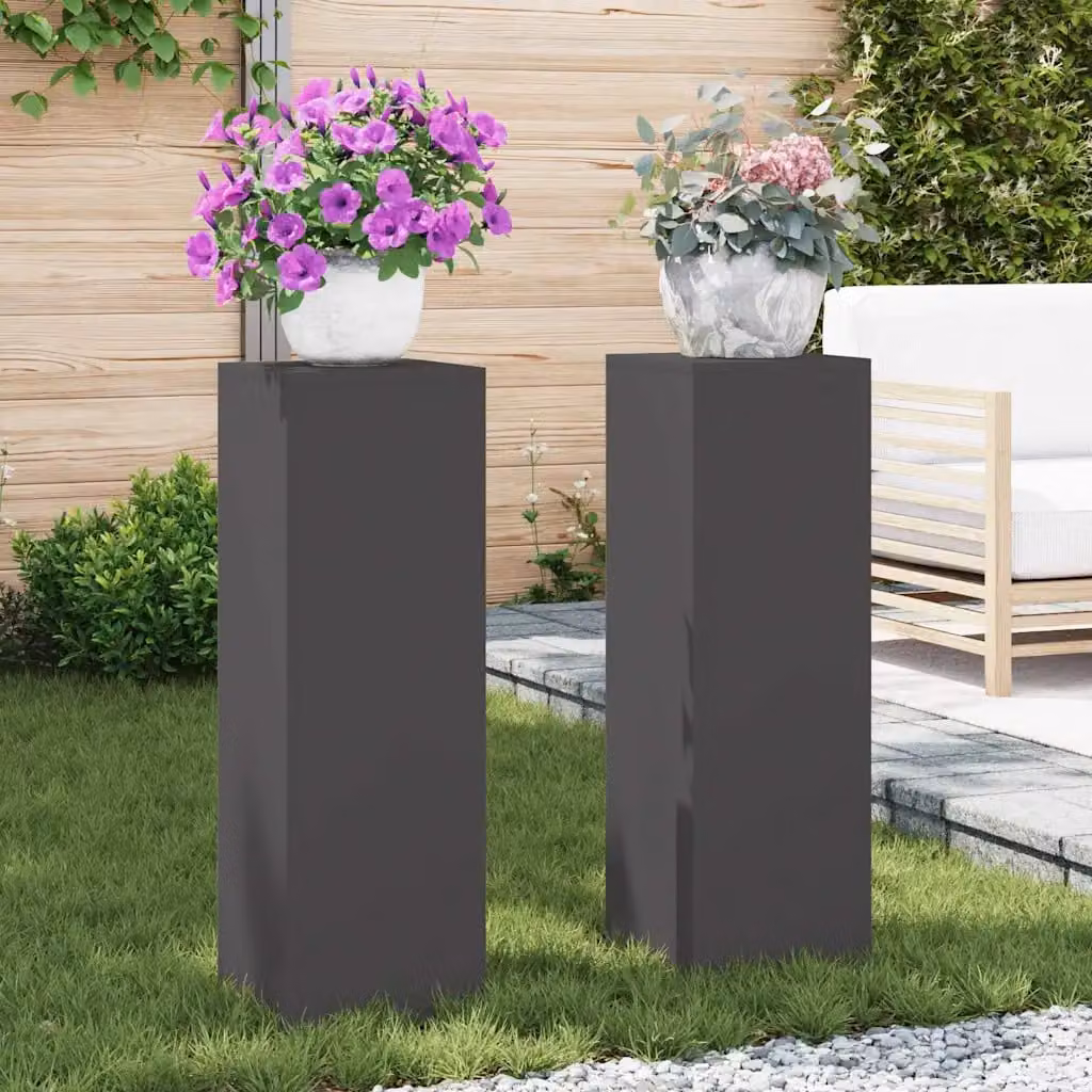 vidaXL Supporto per piante 2 pz Nero 24 x 24 x 75 cm
