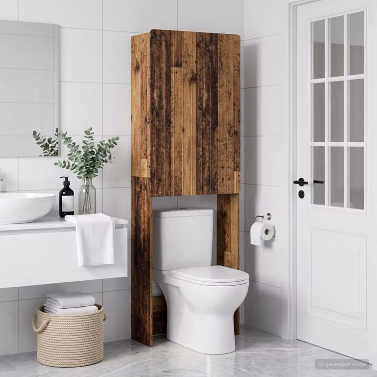Mobiletto da bagno vidaXL ZWOLLE in legno color marrone antico, L: 66 cm, P: 25,5 cm, H: 190 cm