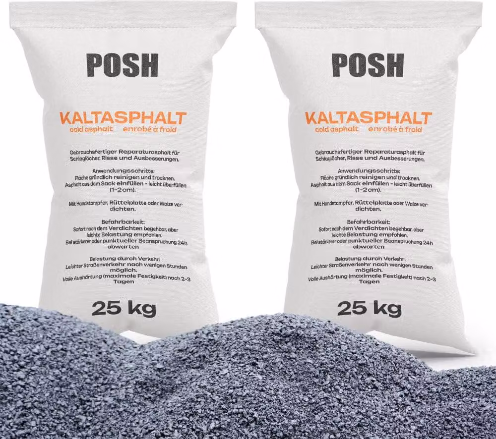 POSH asfalto a freddo 50 kg miscela bituminosa 0-8 mm, 2 x 25 kg