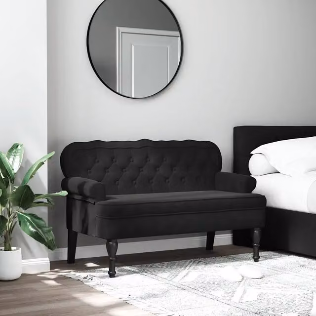 Panca con schienale vidaXL in velluto nero L: 119,5 cm, P: 64,5 cm, H: 75 cm – 1