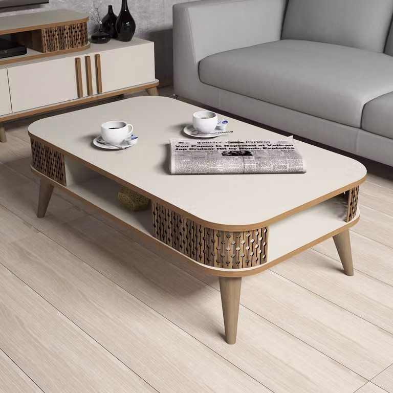 Skye Decor, Settembre - Crema, Tavolini da salotto, Crema, 105 x 34,6 x 60 cm