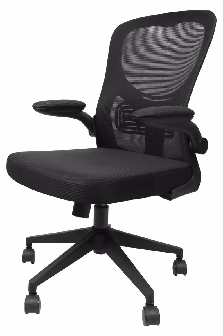 Sedia da ufficio, con braccioli pieghevoli, rivestimento traspirante in mesh, regolabile in altezza, sedia ergonomica con supporto lombare