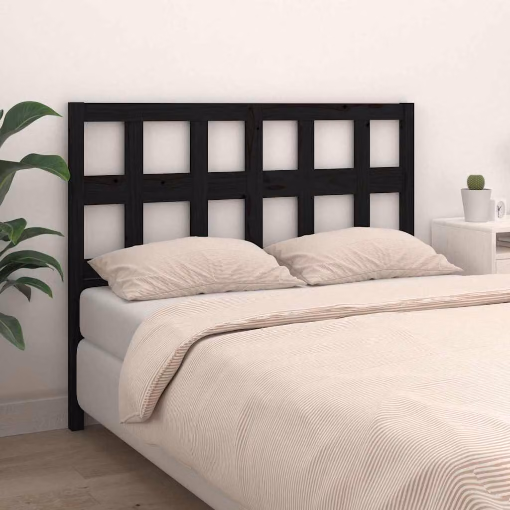 Testiera per letto vidaXL in legno massello di pino nero, L 205,5 x P 4 x H 100 cm