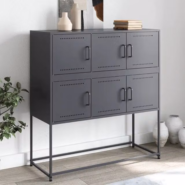 Credenza in metallo vidaXL colore antracite L: 100,5 cm, P: 39 cm, H: 107 cm – 1