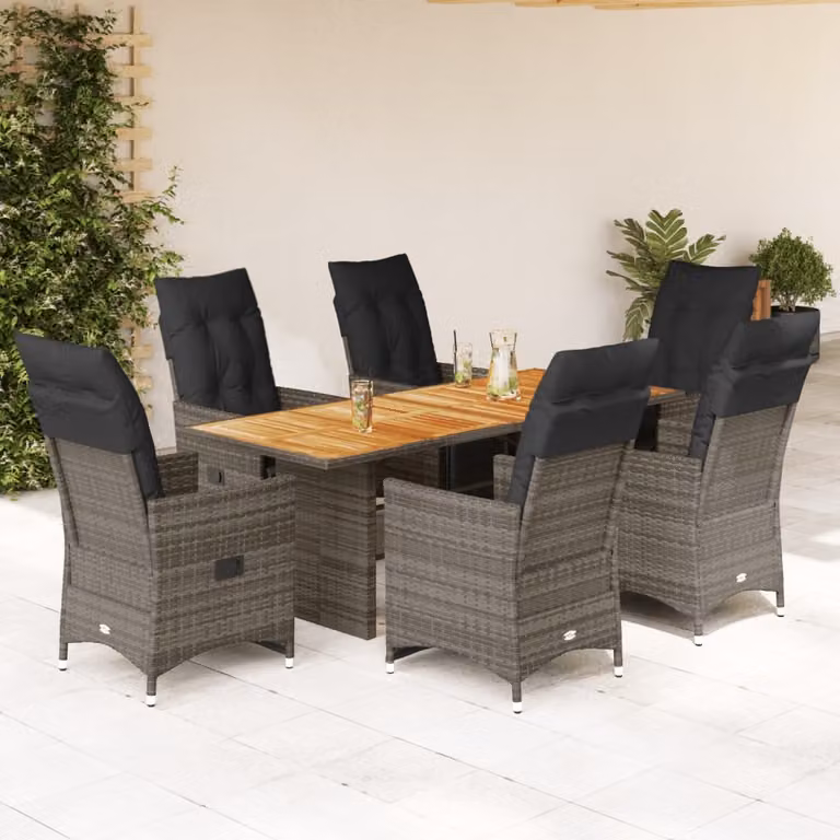 Maison Exclusive - Set da giardino bistrot 7 pezzi con cuscini grigio in polyrattan