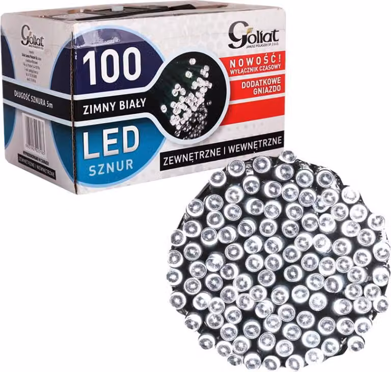 Stabili 100 luci natalizie a LED con presa supplementare e timer - bianco freddo, impermeabili, per uso interno ed esterno, distribuzione in Polonia