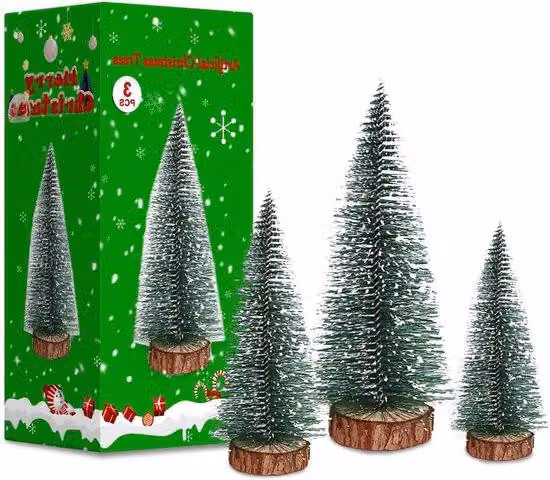 Albero di Natale artificiale in 3 misure: mini albero di Natale con base in legno (10/15/20 cm)