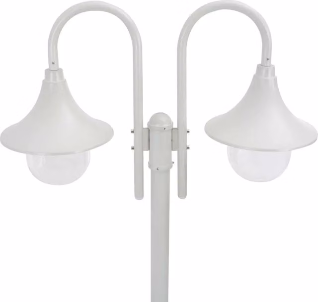 Lampione da giardino moderno CFW4673725 in alluminio e PVC bianco con 2 lampade E27, Altezza: 220 cm
