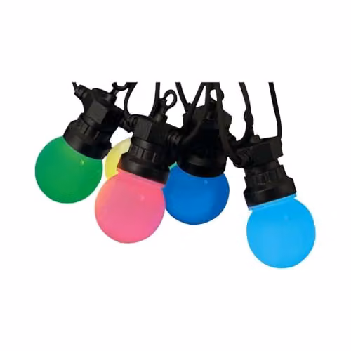 V-TAC Catenaria 13m con 15 Lampadine mini Globo LED 15*0.5W RGB con Telecomando e Adattatore IP44