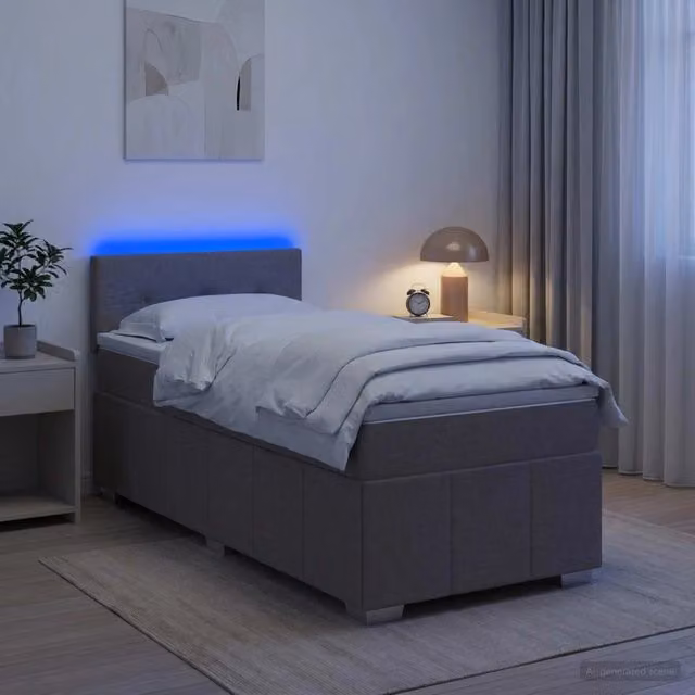 Letto box spring ibrido vidaXL con materasso a molle insacchettate e base contenitore, colore beige/grigio, L/P: 100 x 200 cm – 1