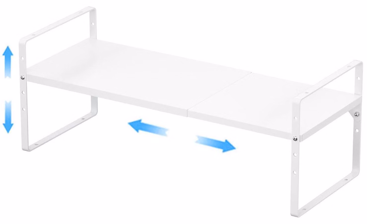 Organizzatore per scaffali da cucina, metallo bianco, espandibile e impilabile, da 41,9 a 69,8 cm