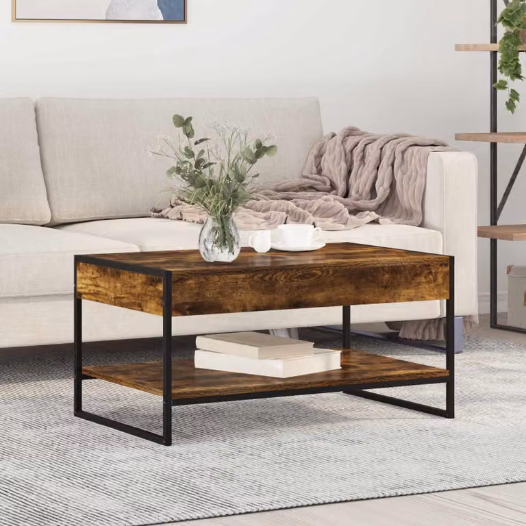 vidaXL Tavolino da salotto in stile industriale, colore marrone quercia, L 80 cm x P 50 cm x H 40 cm