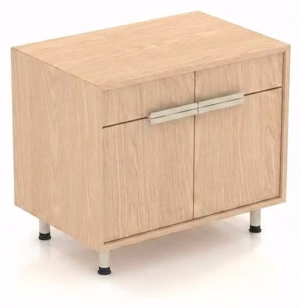 Comodino beige elegante, design compatto, in legno