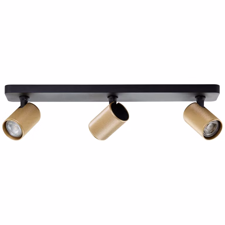 Brilliant Marty Faretto da soffitto LED a 3 luci - faretti orientabili GU10, dimmerabili con luce bianca calda, incl. lampadina LED, 345 lumen, nero/oro opaco