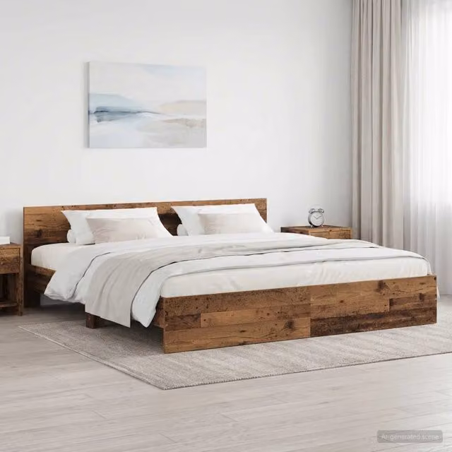 Struttura letto con testata Legno antico 200 x 200 cm 3445768