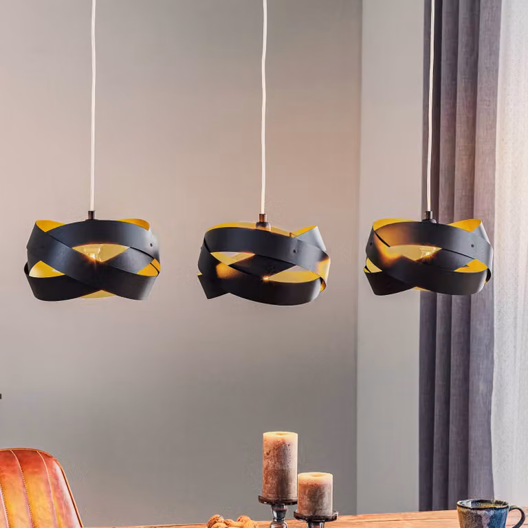 Lampada a sospensione Tornado Domiluce, dimmerabile, Nero, Soggiorno / Sala da pranzo, Metallo, Moderno, Lampada a sospensione