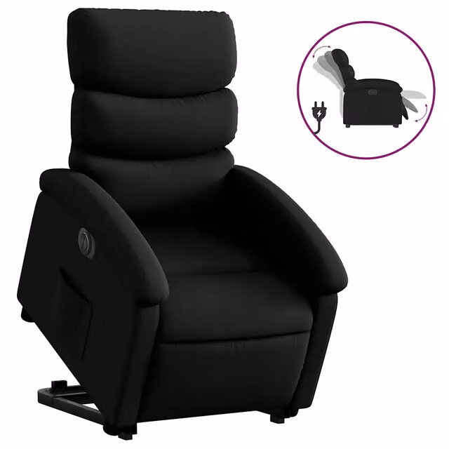 Poltrona | Sedia Relax Alzapersona Reclinabile Elettrica Nera in Similpelle