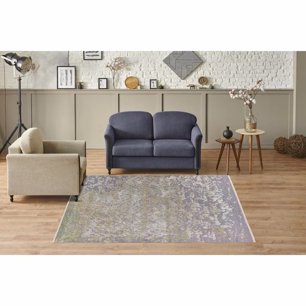 Tappeto Moderno Abstract Kendra Home in Polipropilene Multicolore Verde e Grigio L: 120 cm x P: 170 cm – 2