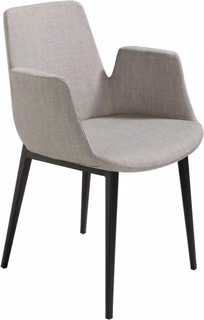 Sedia moderna Angel Cerdá in tessuto grigio con struttura in metallo nero