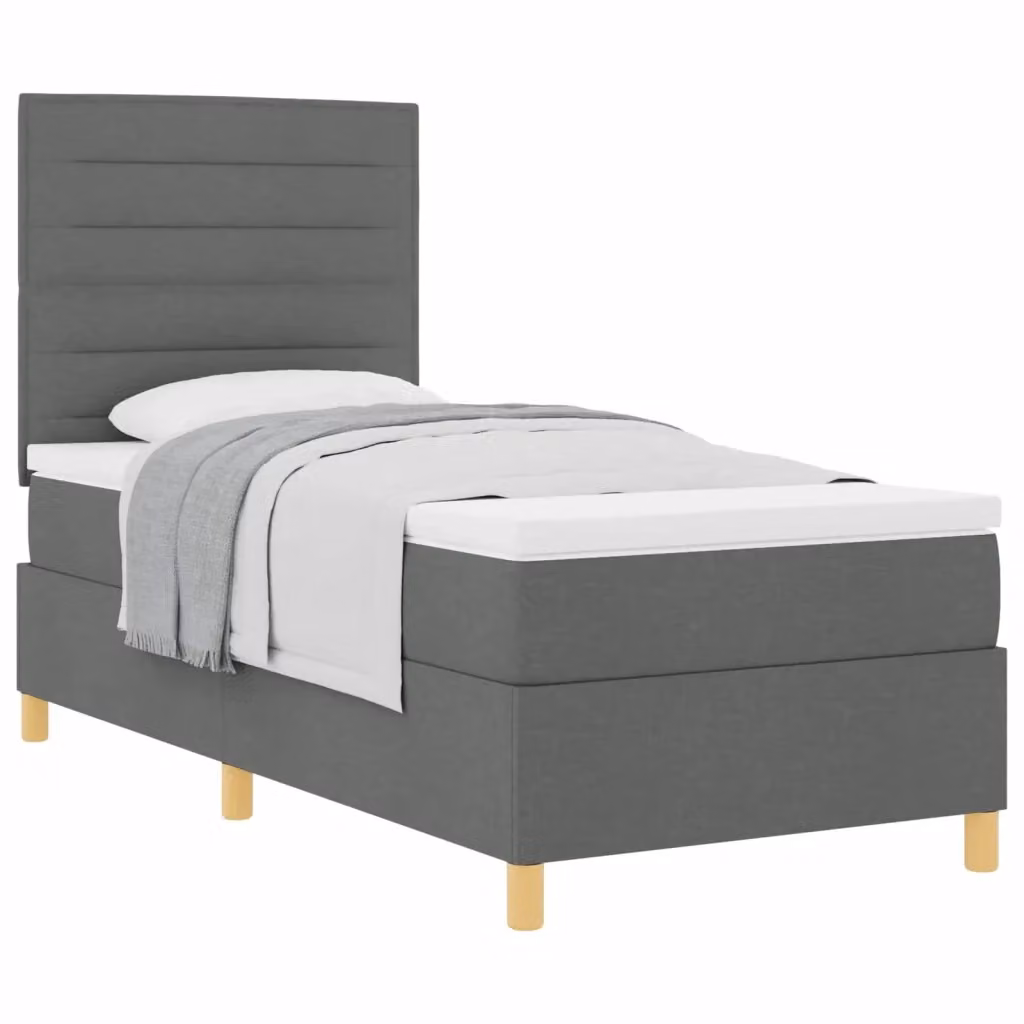 Letto a molle con materasso vidaXL in tessuto grigio, L/P/H: 200 x 100 x 28 cm – 2