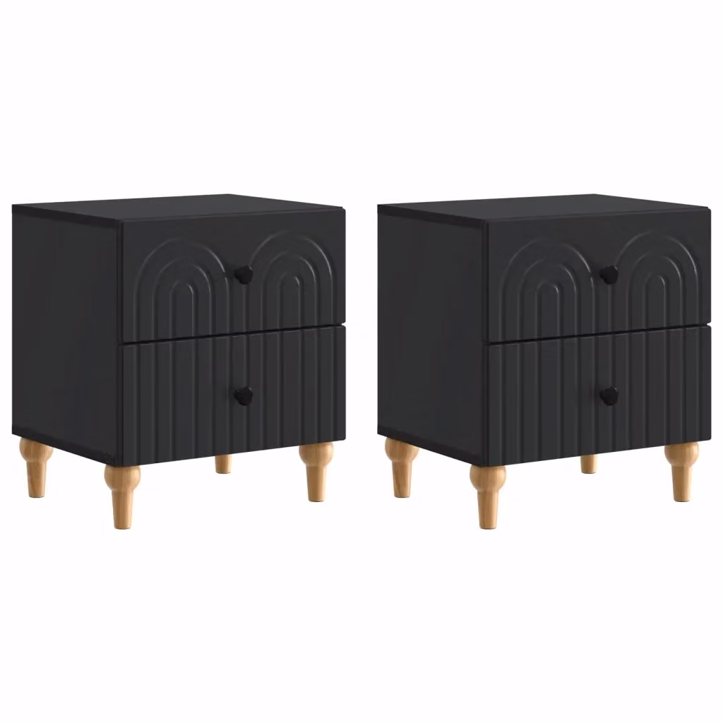 Set di 2 Armadi da Notte vidaXL Moderni in Nero Opaco L/P/H: 43 x 34,5 x 48 cm – 2