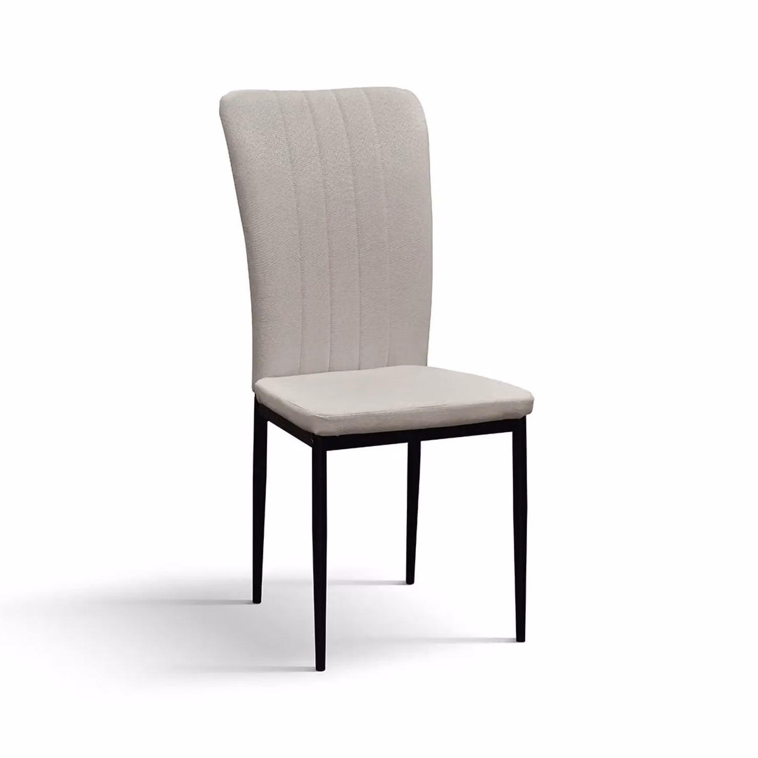 Set di 6 sedie AMSTERDAM in tessuto beige e gambe in metallo nero