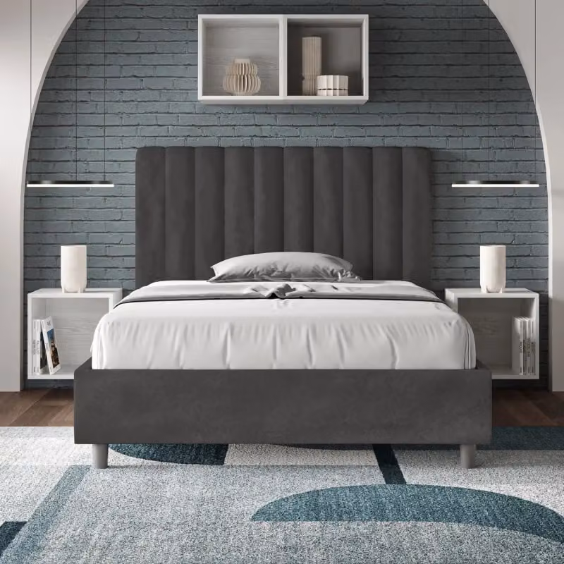 Letto imbottito con contenitore Agueda Ityhome in microfibra grigio L/P/H: 122 x 190 x 135 cm – 2