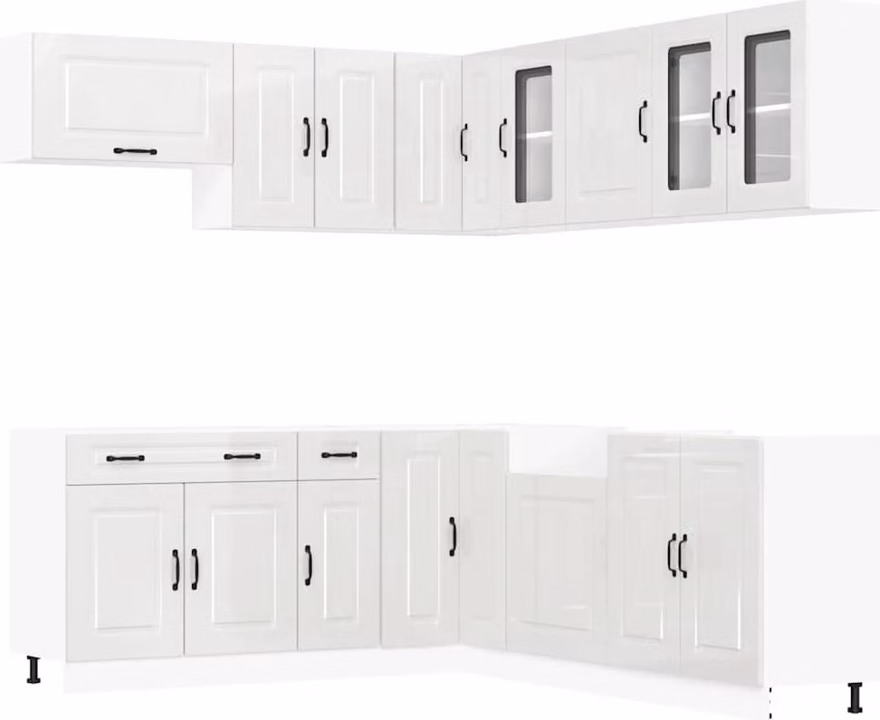Set Mobili da Cucina 11 pz Kalmar Bianchi Lucido in Truciolato