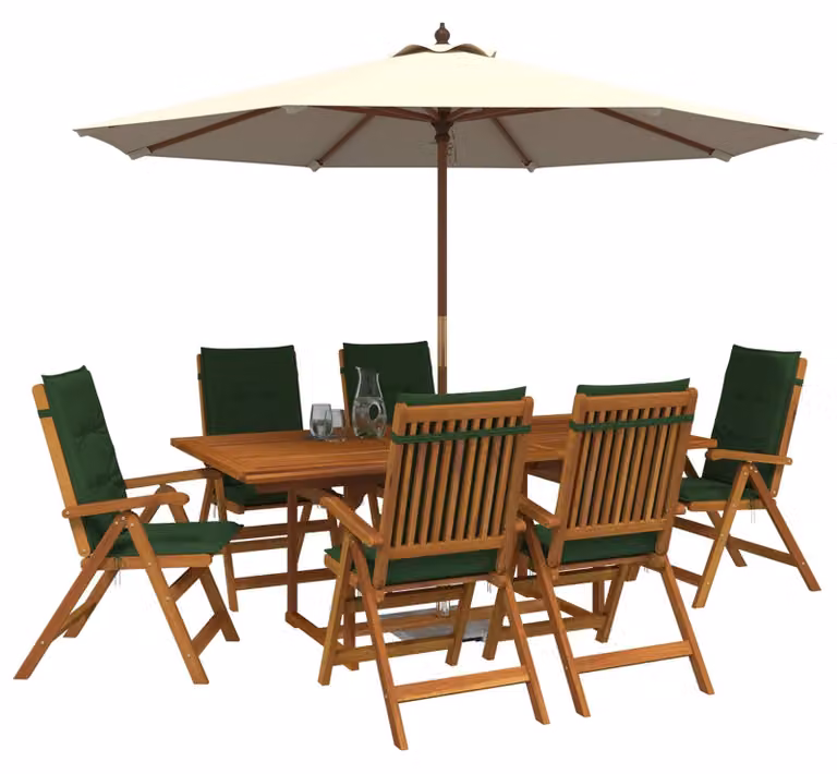 Set da giardino da 7 pezzi, realizzato in legno massello di acacia naturale