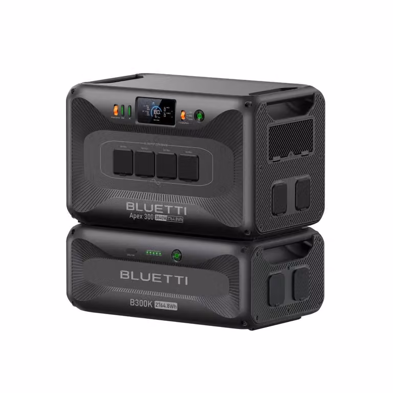 Generatore solare BLUETTI Apex 300 & B300K, batteria di riserva LFP da 5529,6 Wh, alimentazione modulare per la casa, camper e emergenze