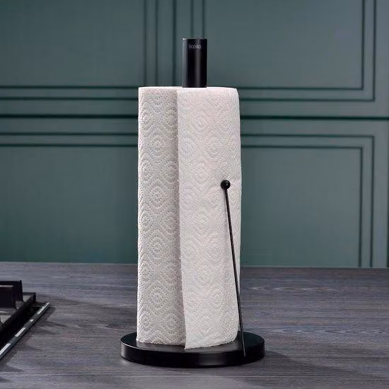 Portarotolo da cucina, metallo, nero, 33,5 cm