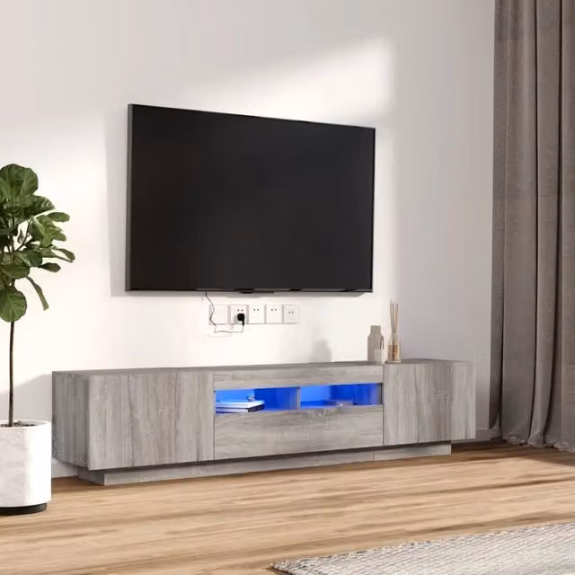 Set Mobili TV Moderno vidaXL in Legno Multistrato Grigio per Soggiorno