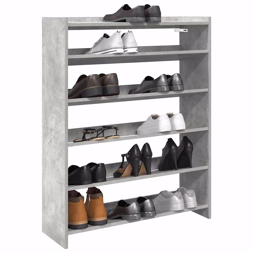 Scarpiera moderna vidaXL Grigio con ripiani in legno e MDF, L 80 x P 25 x H 100 cm