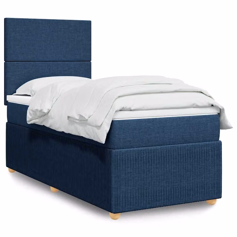 Giroletto a molle con materasso ibrido vidaXL in tessuto blu e bianco, L/P/H: 90 x 190 cm