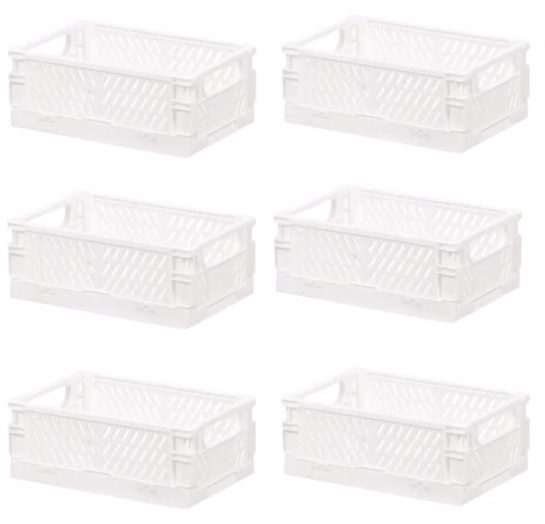 Solidchoice - Set di 6 contenitori pieghevoli in plastica, colore bianco