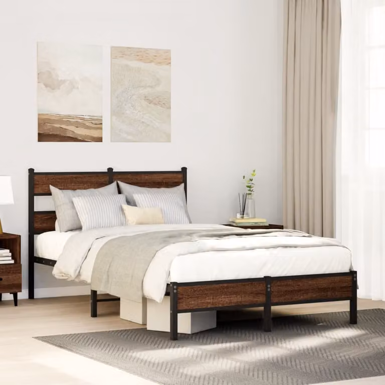 vidaXL Giroletto senza Materasso in Rovere Marrone L/P/H: 200 x 120 x 91,5 cm
