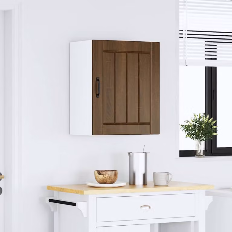 Pensile da cucina moderno vidaXL Lucca in legno e vetro marrone L: 60 cm, H: 50 cm, P: 31 cm
