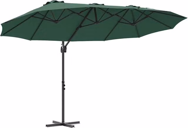 Ombrellone da esterno inclinabile HELLOSHOP26 in poliestere e alluminio verde L: 372 cm, P: 198 cm, H: 243 cm