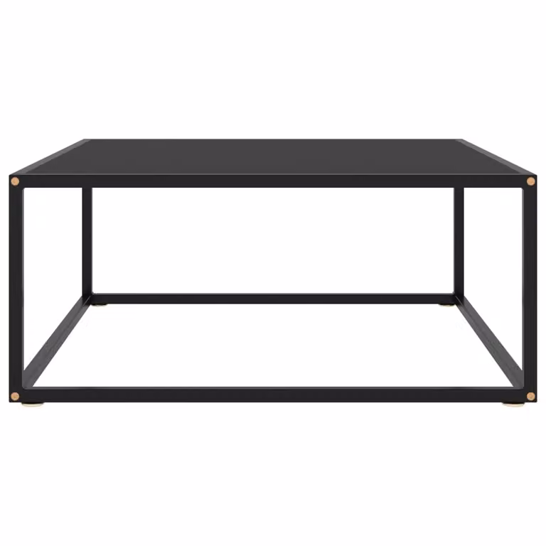 Tavolino da Salotto Nero con Vetro Nero 80x80x35 cm