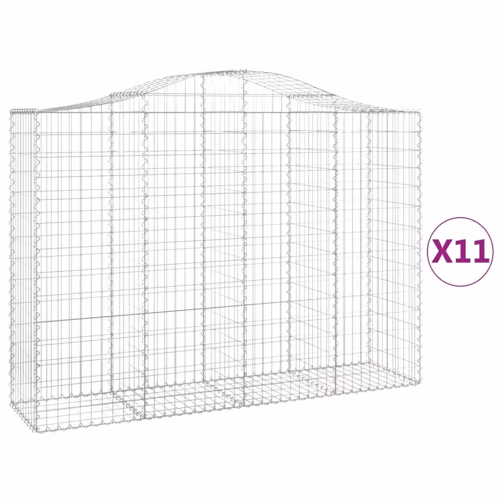 Set di 11 Cesti Gabbioni ad Arco vidaXL in Acciaio Zincato Argento L: 200 cm, P: 50 cm, H: 140-160 cm – 2
