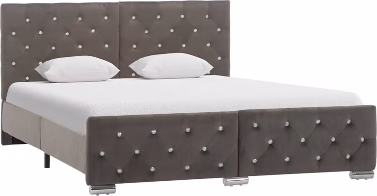 The Living Store Letto in velluto grigio 140x200 cm
