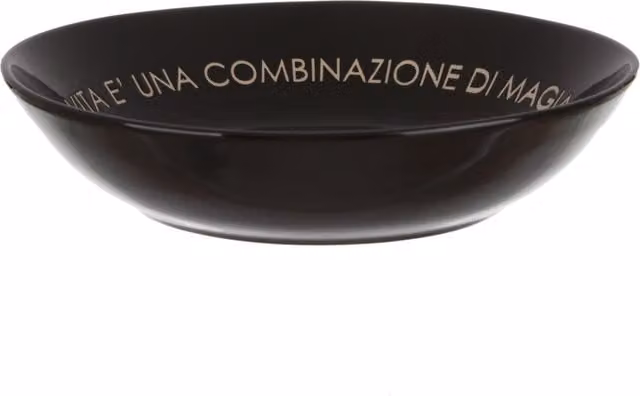 Piatto fondo Kasanova in stoneware nero con scritta, Diametro: 20 cm – 1