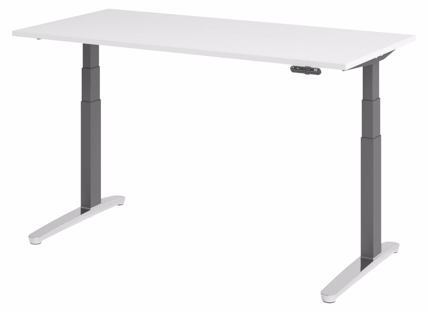 Scrivania elettrica bümö XBHM - Decorazione: bianco, dimensioni: 160 x 80 cm, telaio: grafite/alluminio lucido