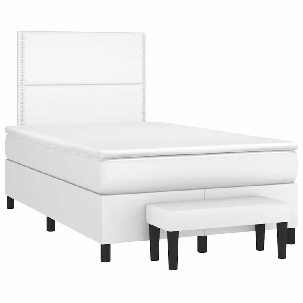 vidaXL Giroletto a Molle con Materasso Bianco in Similpelle L/P: 120 x 200 cm