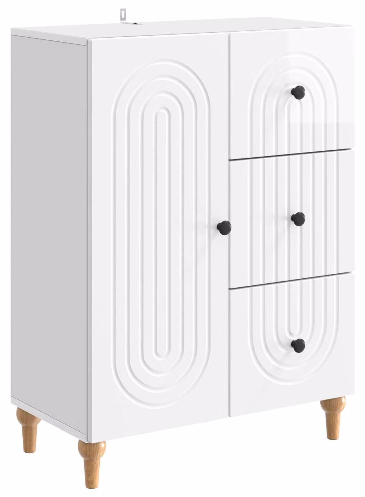 Credenza Bianco Lucido 66 x 34,5 x 90 cm Legno ingegnerizzato